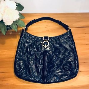 J. Crew quilted leather hobo in Navy Blue